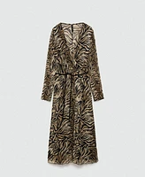 Mango Women's Bow Detail Leopard-Print Dress