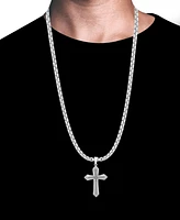 Blackjack Men's Cubic Zirconia Cross 24" Pendant Necklace in Stainless Steel