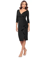 Xscape Women's Draped 3/4-Sleeve Sheath Dress