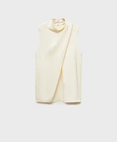 Mango Women's Turtleneck Draped Satin Blouse
