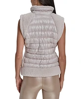 Dkny Sport Women's Sherpa-Trim Zip-Front Puffer Vest