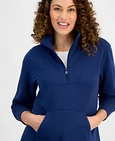 Style & Co Petite Yummy Quarter-Zip Long-Sleeve Sweatshirt, Exclusively at Macy's