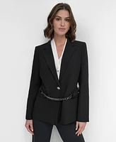 Dkny Women's Chain Belted One-Button Blazer