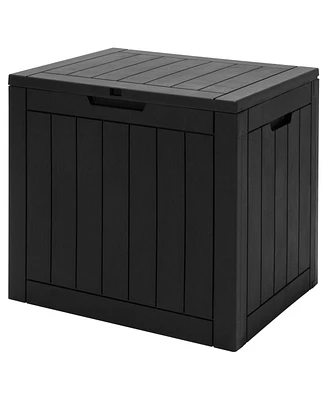 Sugift 30 Gallon Deck Box Storage Container Seating Tools-Black