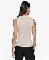 Karl Lagerfeld Paris Women's Ruffled Rib-Knit Sleeveless Top