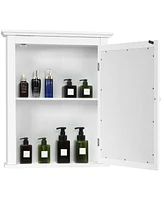 Sugift Bathroom Mirror Cabinet Wall Mounted Adjustable Shelf Medicine Storage-White