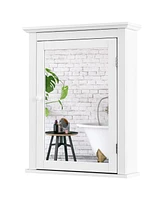 Sugift Bathroom Mirror Cabinet Wall Mounted Adjustable Shelf Medicine Storage-White