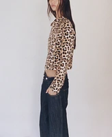 Mango Women's Double Zipper Leopard-Print Jacket