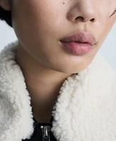 Mango Women's Detachable Sheepskin Collar Jacket