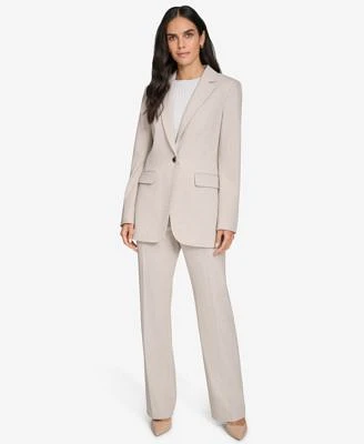 Calvin Klein Womens Textured One Button Blazer Straight Leg Pants