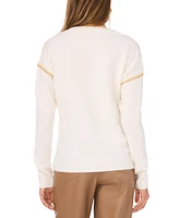 Vince Camuto Women's Whip-Stitch Trim V-Neck Sweater