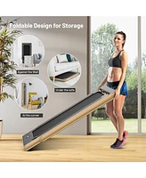 Hongge 2-in-1 Electric Motorized Health and Fitness Folding Treadmill with Dual Display and Speaker-Yellow