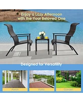 Sugift 3 Pieces Patio Rattan Bistro Set with High Backrest and Armrest