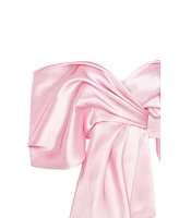 Milla Women's Pink Organza Off-Shoulder Blouse With Meringue Flounces, Xo