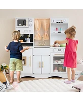 Hongge Kids Kitchen Playset with Microwave and Coffee Maker for Ages 3+