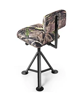 Sugift Swivel Hunting Chair Tripod Blind Stool with Detachable Backrest