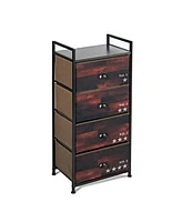 Sugift Industrial 4 Fabric Drawers Storage Dresser with Fabric Drawers and Steel Frame