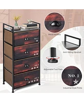 Sugift Industrial 4 Fabric Drawers Storage Dresser with Fabric Drawers and Steel Frame