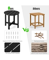 Sugift 18 Inch Round Weather-Resistant Adirondack Side Table-Black
