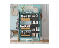 gaomon Cabinet Rattan Shoe Natural Rattan Freestanding Shoe Cabinet with 4 Open Storage Side Cabinet, Hidden Wood Shoe Rack, Rattan Shoe Storage Cabin