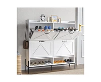 gaomon Shoe Cabinet with 4 Flip Drawers,Freestanding Shoe Storage Cabinet Organizer for Entryway,Shoe Rack Cabinet,Dry and Wet Separation Shoe Organiz