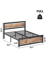 gaomon Bed Frame With Headboard, Industrial Platform Bedframe No Box Spring Needed