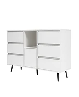 Slickblue White High Gloss Living Room Sideboard Storage Cabinet with Led Light Modern Elegance and Functionality