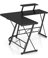 Mr Ironstone L-Shaped Desk 50.8" Computer Corner Desk, Home Gaming Desk, Office Writing Workstation with Large Monitor Stand, Space-Saving, Easy to As