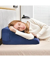 Sugift Bed Wedge Pillow with Tablet Pillow Stand and Side Pockets-Navy