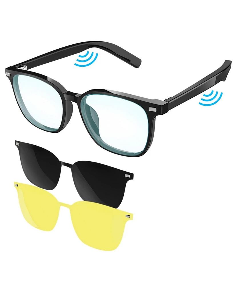 Alpha Digital Bluetooth Smart Glasses w/ Multi-Lens- Mic, Vr Asst & Audio, IP65, 5hr Battery