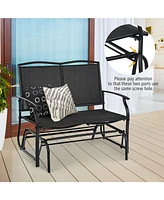 Sugift Iron Patio Rocking Chair for Outdoor Backyard and Lawn-Black