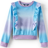 Lands' End Big Girls Plus Long Sleeve Cozy Ruffle Sweatshirt Top