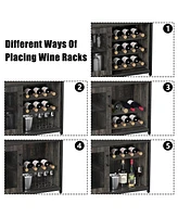 gaomon Wine Bar Cabinet with Detachable Wine Rack, Bar Rack Cabinet with Glass Holder and 1 Drawer, Mesh Door