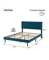 gaomon Full/Queen/King Upholstered Bed Frame, Velvet Frame Queen With Adjustable Headboard, Platform And Noise-Free, No