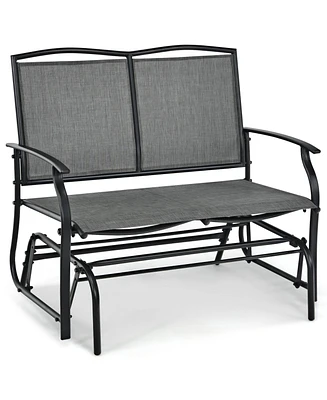 Sugift Iron Patio Rocking Chair for Outdoor Backyard and Lawn-Gray