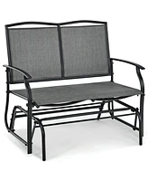 Sugift Iron Patio Rocking Chair for Outdoor Backyard and Lawn-Gray