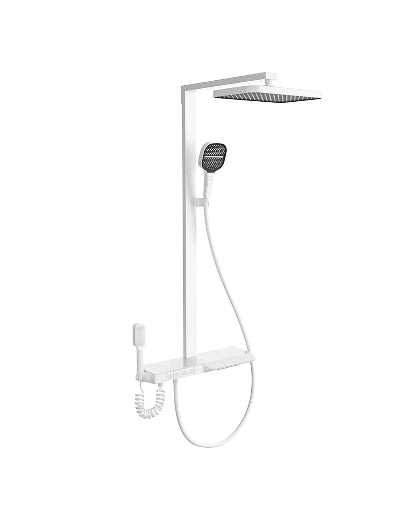 Mondawe White 4-Functiom Shower Faucet System Set with Handheld Spray (Rough-in Value Included)