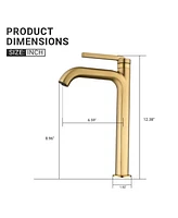 Mondawe Single Handle Single Hole Bathroom Faucet Modern Brass Bathroom Basin Faucets Brushed Gold