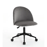 Velvet fabric office chair Desk Chair, Mid-Back Adjustable Swivel Computer Chair with Black Legs, Modern Upholstered Desk Chair with Wheels
