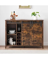 gaomon Farmhouse Coffee Bar Cabinet with Storage, 47 Wine Bar Cabinet with Sliding Barn Door