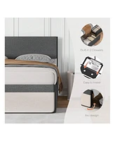 gaomon Upholstered Bed Frame, With 2 Storage Drawers, Sturdy Steel Slats Support, No Box Spring Needed, No Noise