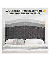 gaomon Upholstered Bed Frame with Height-Adjustable Headboard, Linen Platform Bed Frame Mattress Foundation with Wooden Slats Support