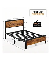 gaomon Twin/Full/Queen Platform Bed Frame With Wooden Headboard And Footboard, Sturdy Metal Slat Support, Mattress Base