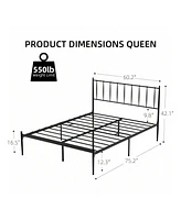 gaomon Bed Frame With Headboard, Metal Platform Bed Frame With Storage, No Box Spring Needed