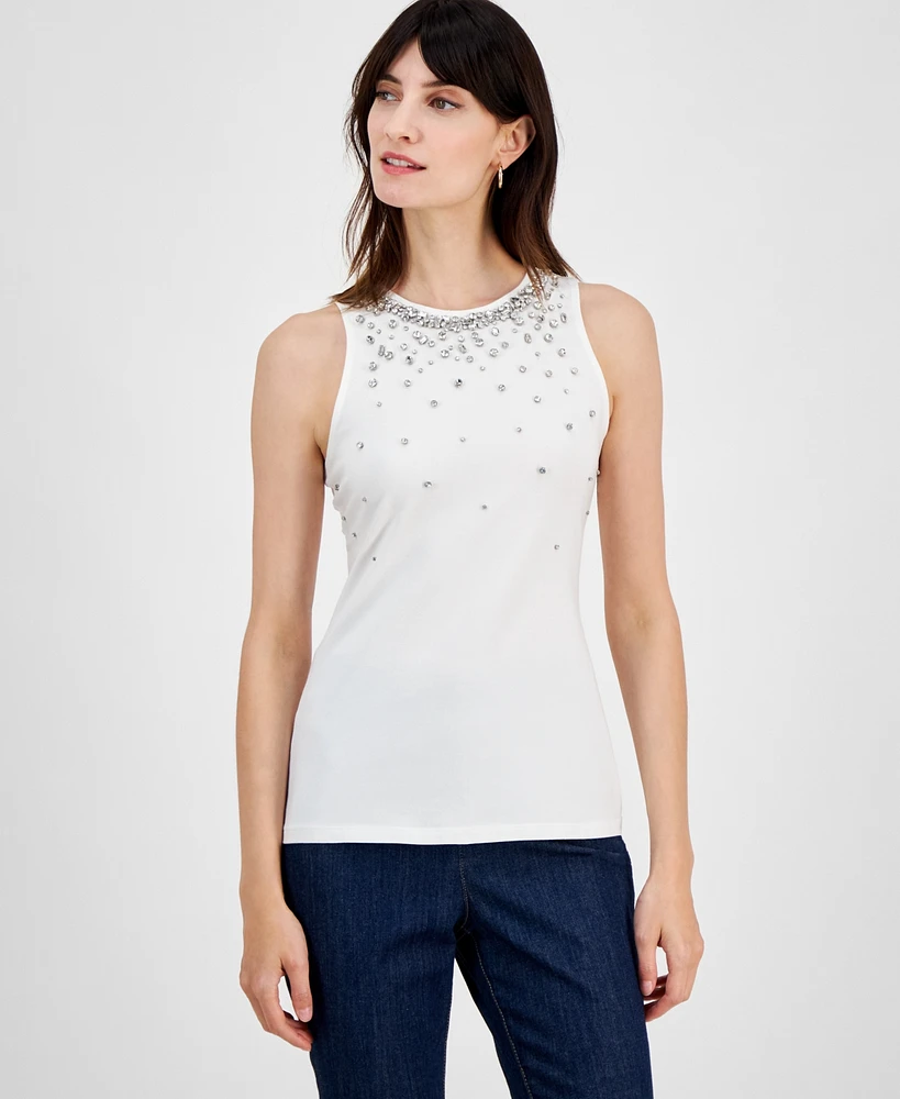 I.n.c. International Concepts Women's Embellished Sleeveless Top, Exclusively at Macy's