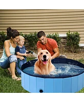 Gouun 63 Inch Foldable Leakproof Dog Pet Pool Bathing Tub Kiddie Pool for Dogs Cats and Kids