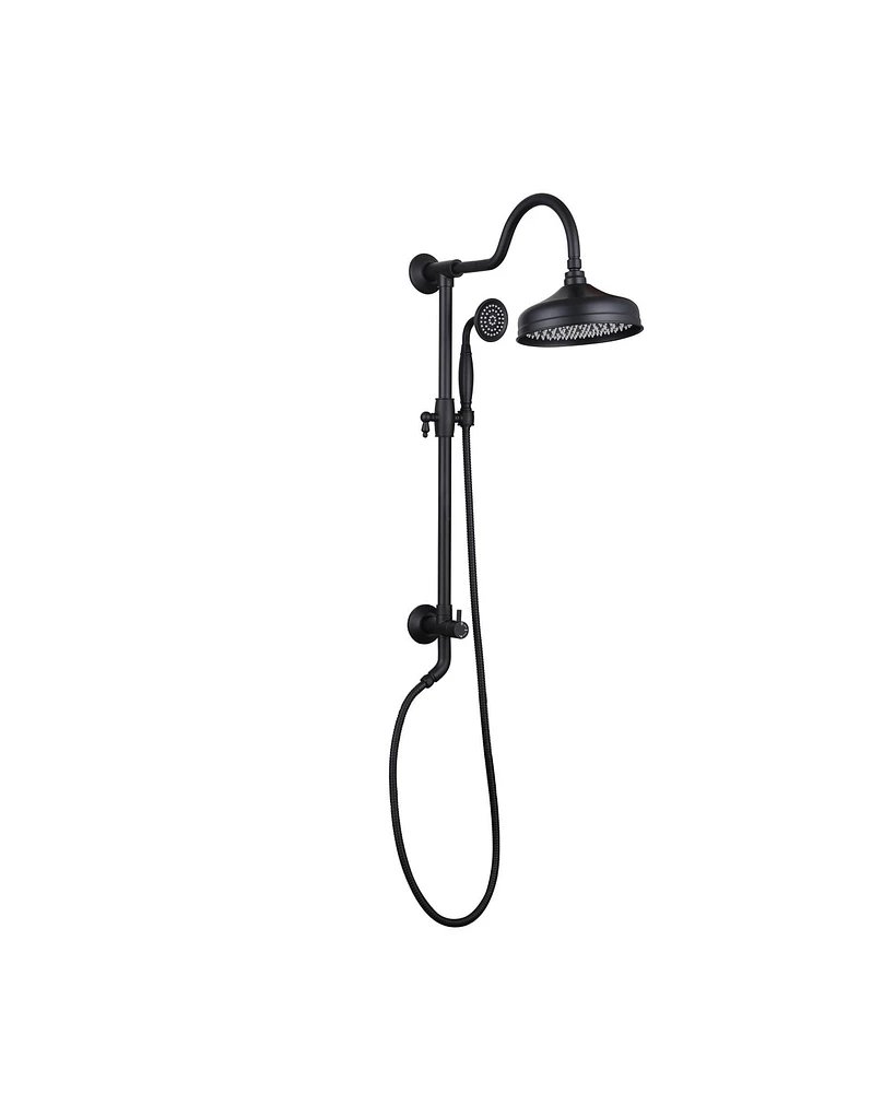 Mondawe Matte Black Shower Faucet with 2-Function 8 Inch Rainfall Shower Head