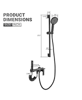 Mondawe Matte Black 3-Functiom Tub and Shower Faucet with Rough-in Value and Handheld Spray