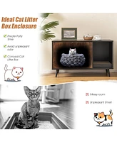 Gouun Cat Litter Box Enclosure with Double Door Cabinet