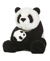 Aurora Large Panda With Cub Miyoni Realistic Plush Toy Black 15"